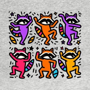 Dancing Raccoons - Keith Haring Style T-Shirt